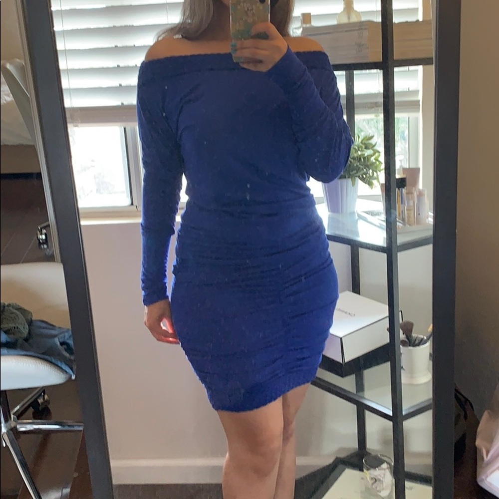 Royal Blue Off the Shoulder Dress